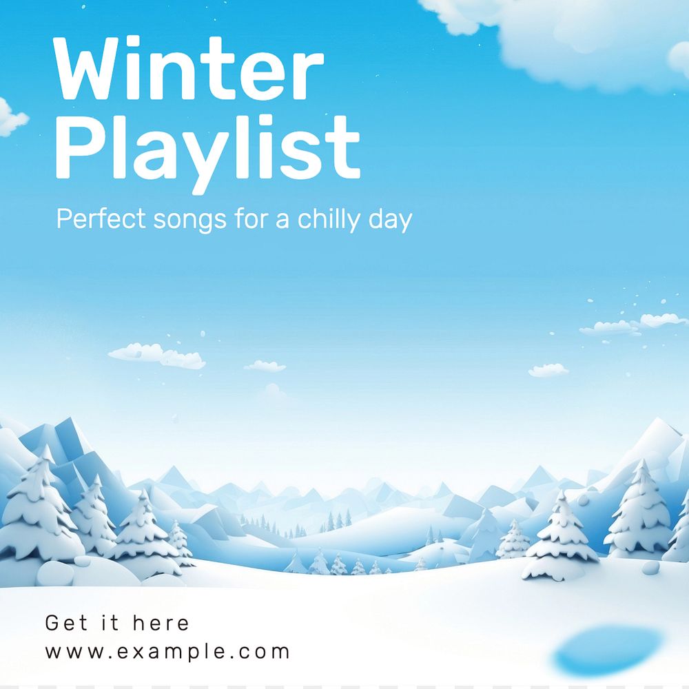 Winter playlist Instagram post template, editable text