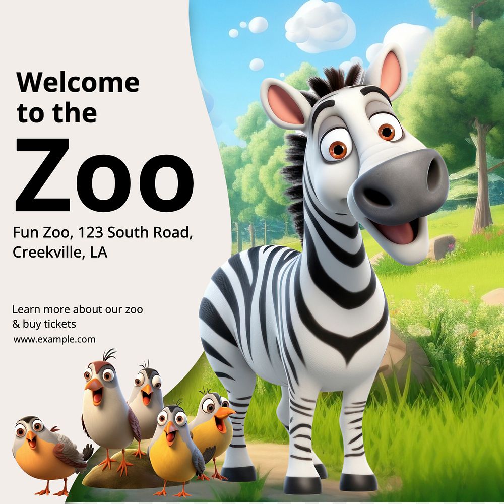 Zoo Instagram post template, editable text