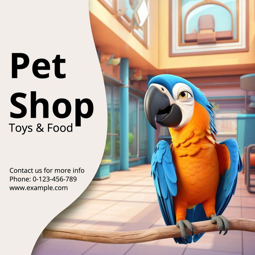 Pet shop Instagram post template, editable text