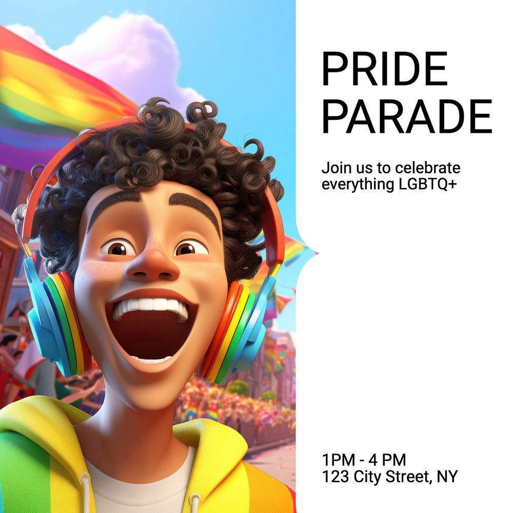 Pride parade Instagram post template, editable text