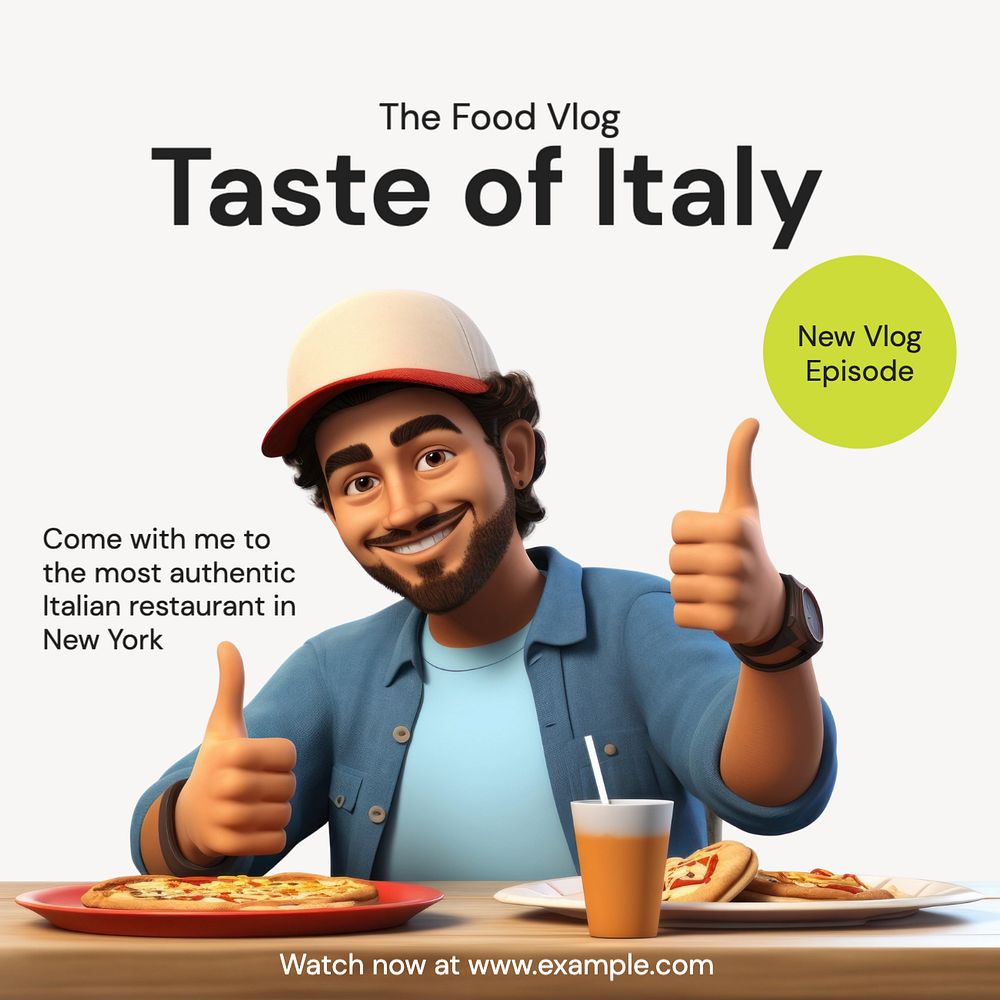 Food vlog Instagram post template, editable text