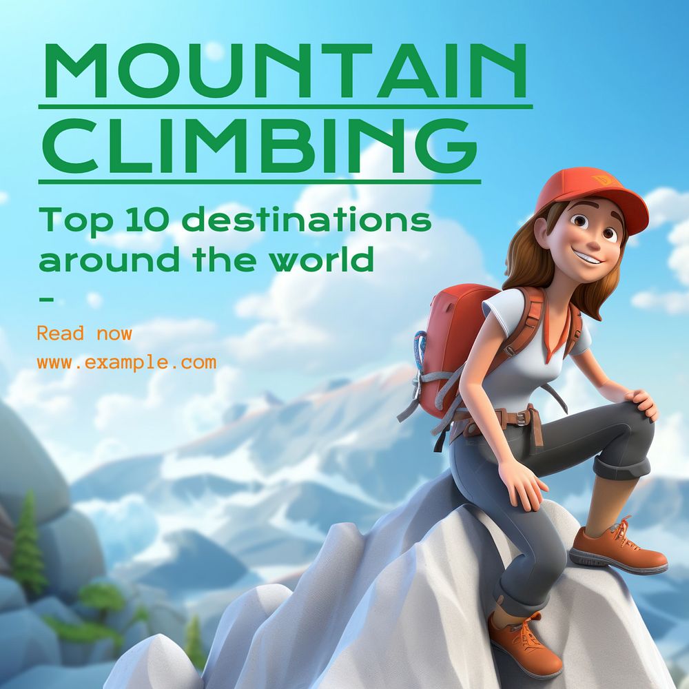 Mountain climbing Instagram post template, editable text