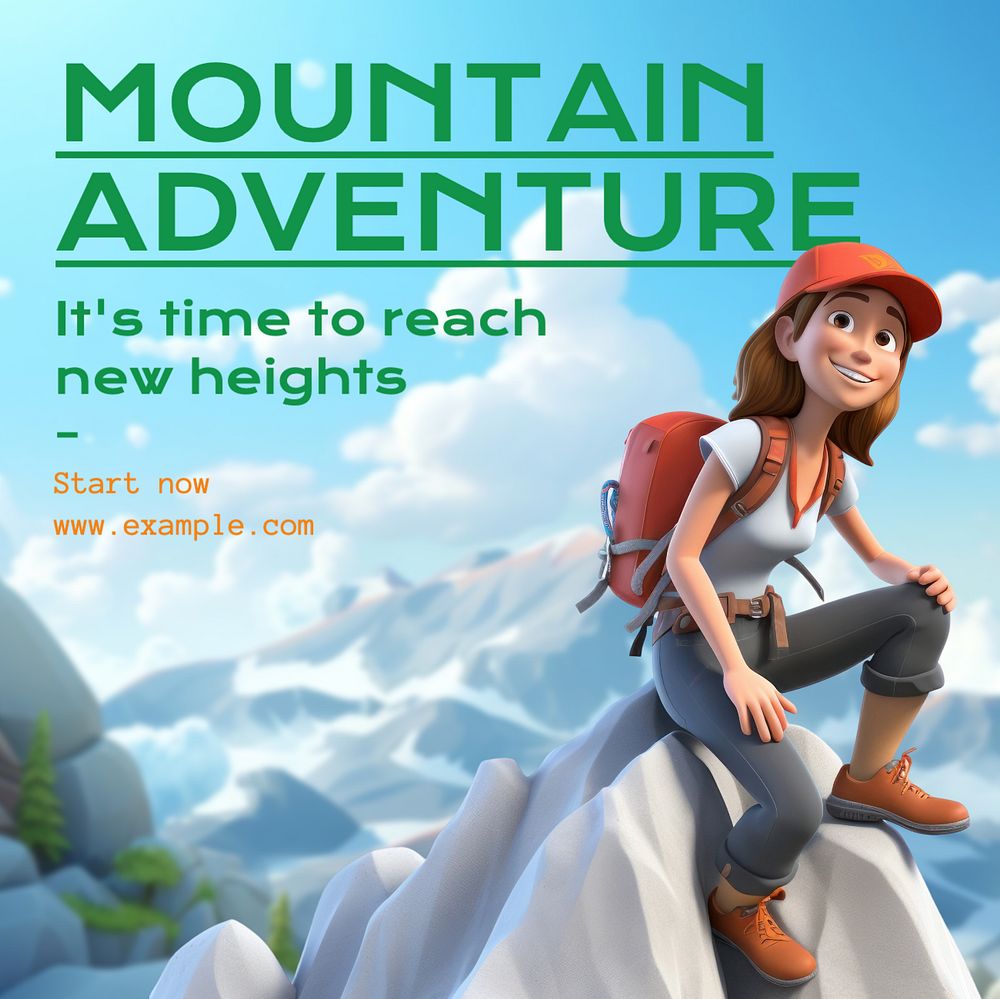 Mountain adventure Instagram post template, editable text