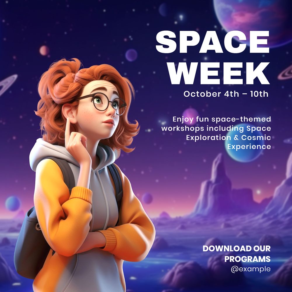 Space week Instagram post template, editable text