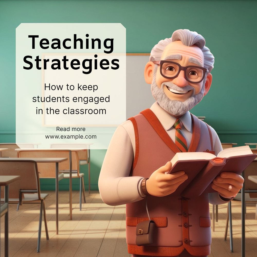 Teaching strategies Instagram post template, editable text