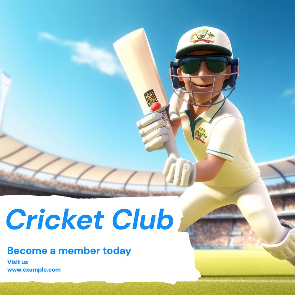 Cricket club Instagram post template, editable text