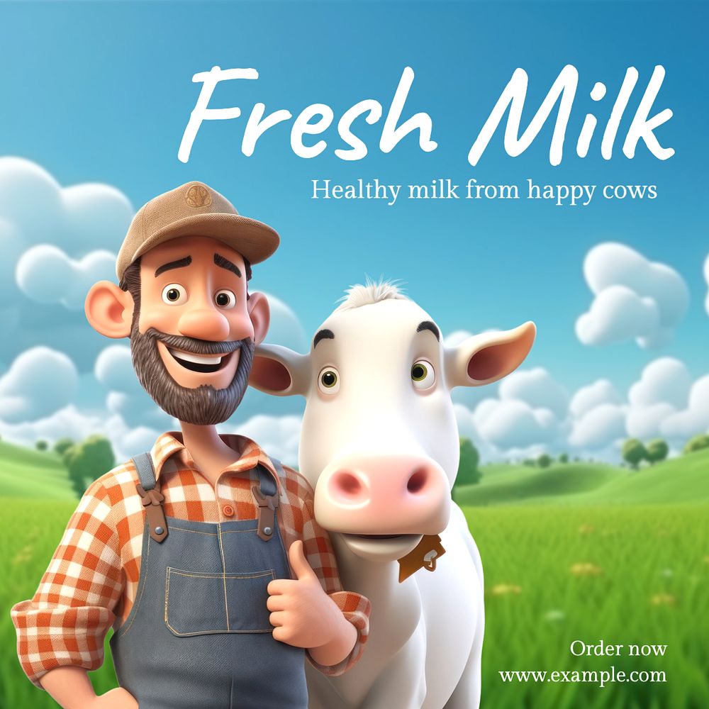 Fresh milk Instagram post template, editable text