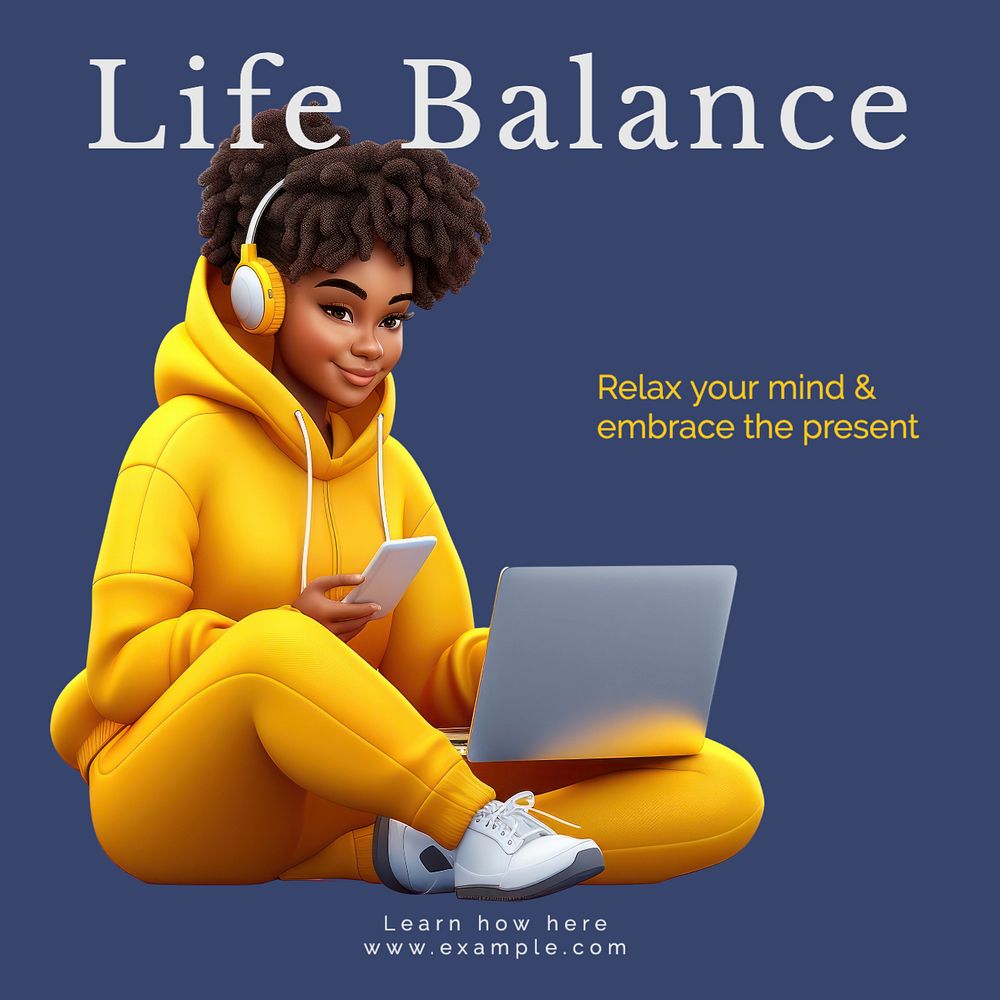 Life balance Instagram post template, | Premium Editable Template ...