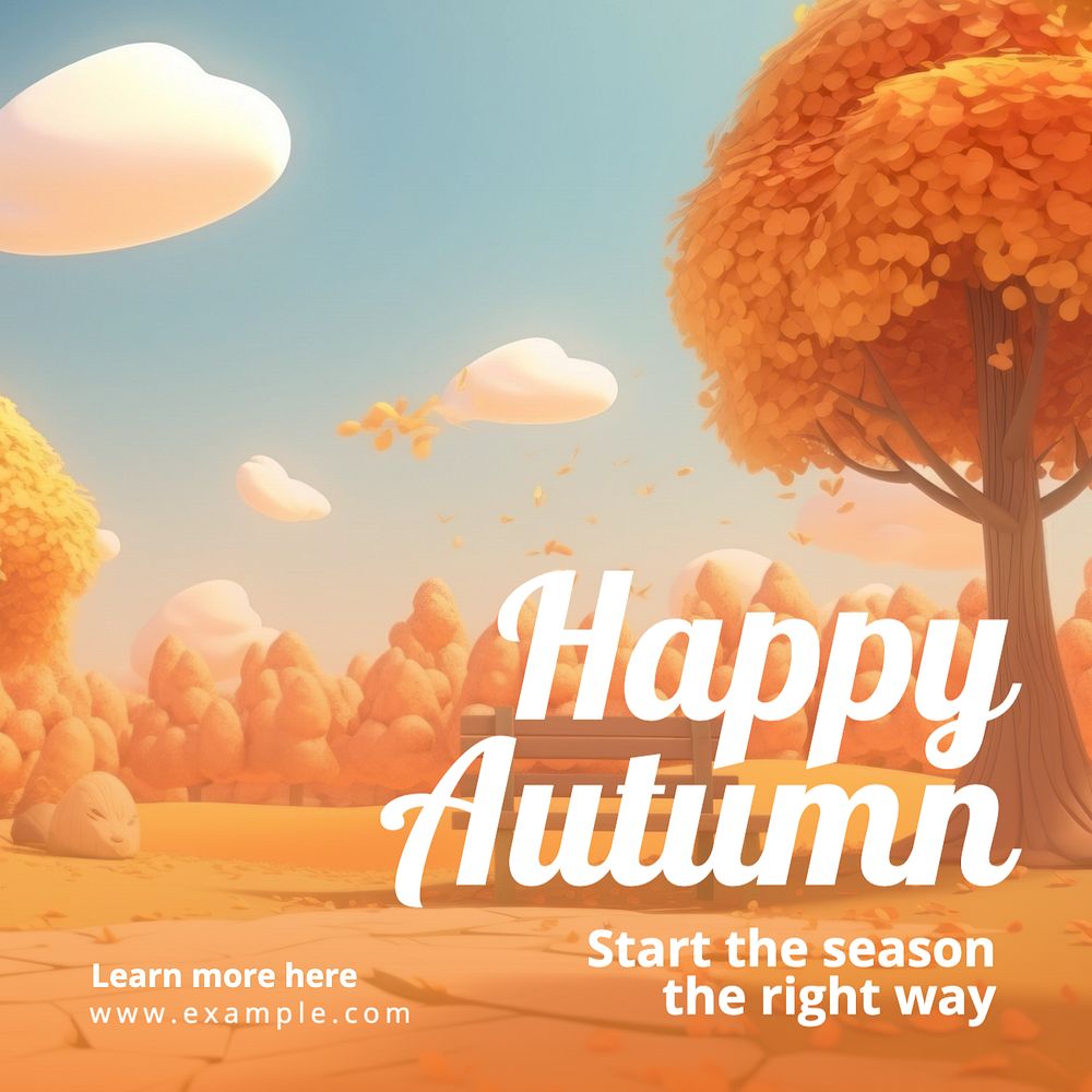 Happy autumn Instagram post template, editable text