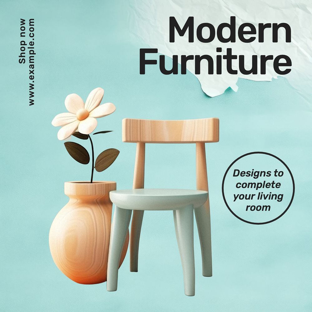 Modern furniture Instagram post template, editable text