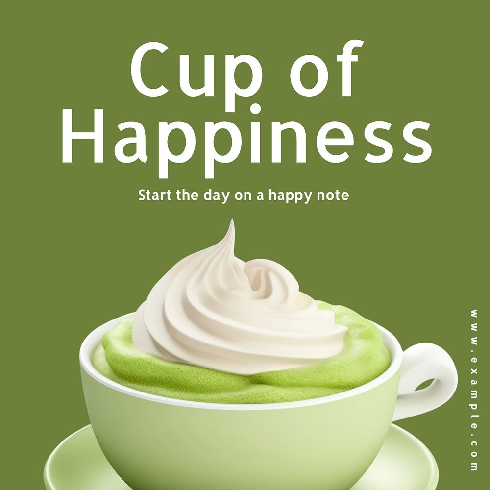 Cup of happiness Instagram post template, editable text