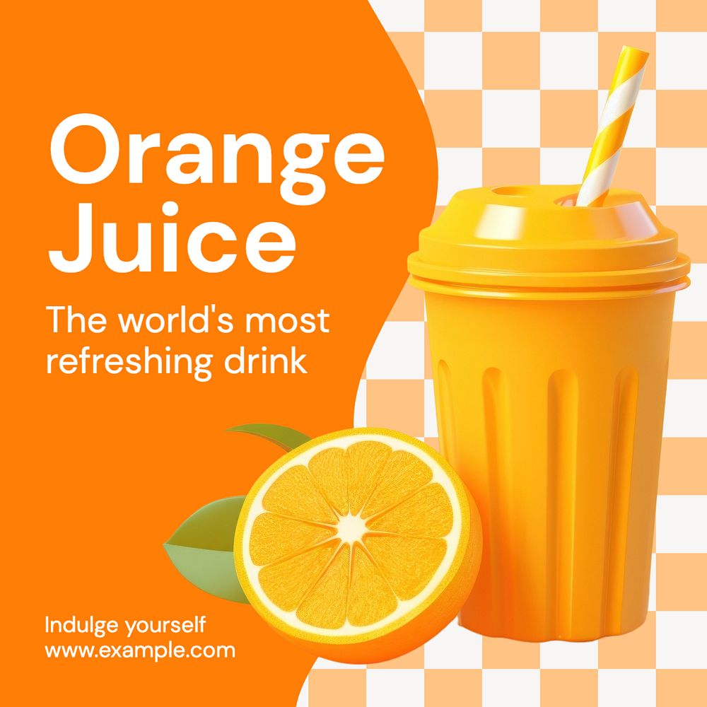 Orange juice Instagram post template, editable design