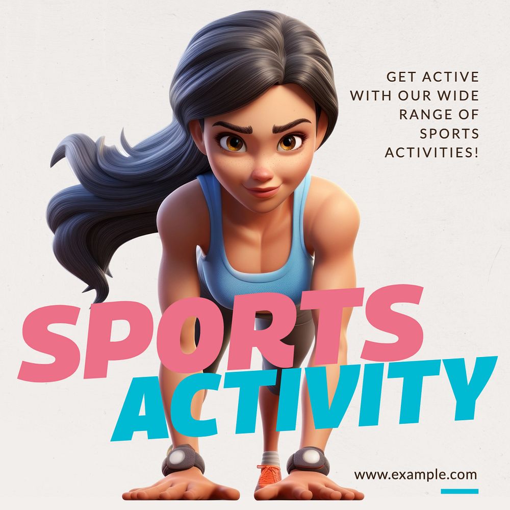 Sports activity Instagram post template, editable text