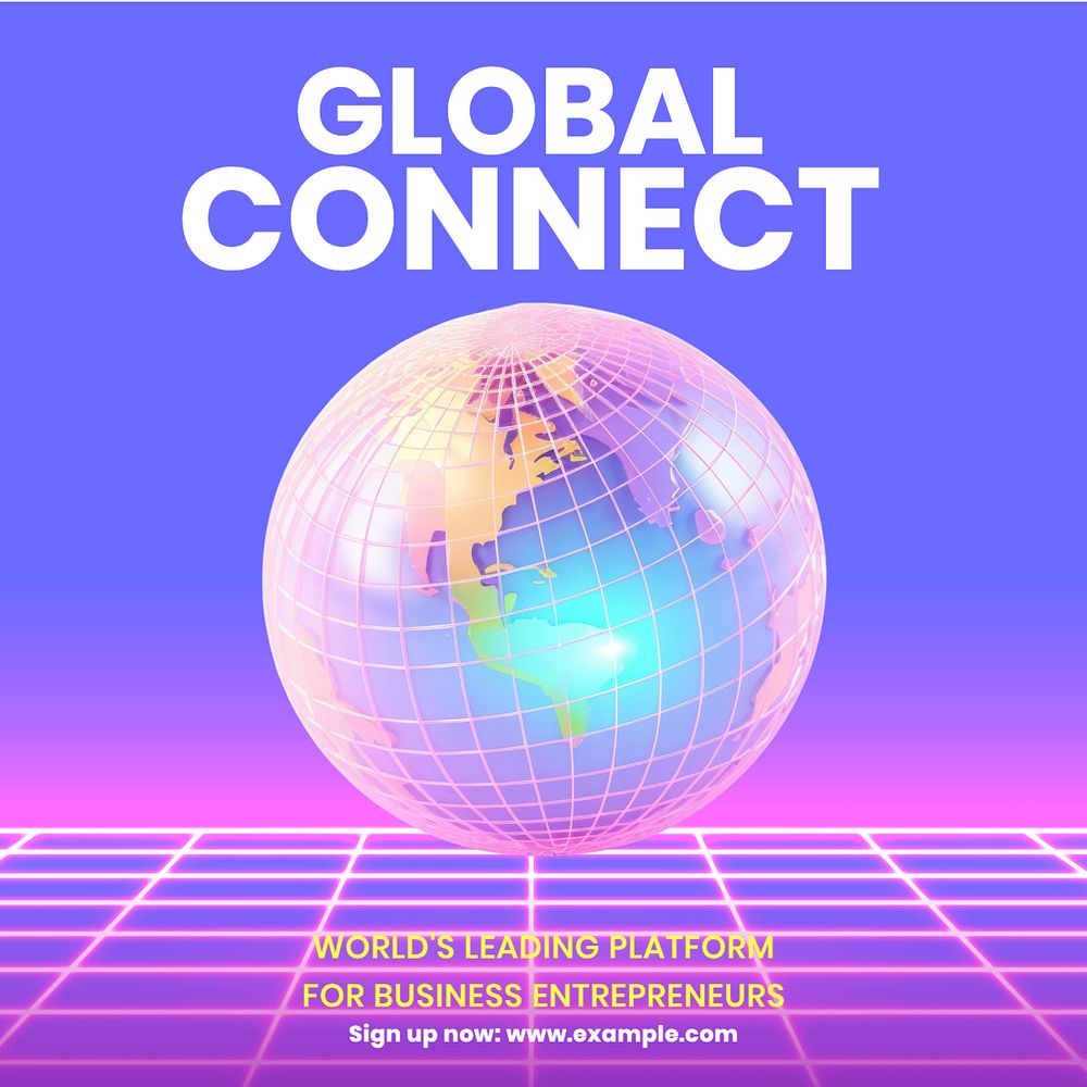 Global connection Instagram post template, editable text