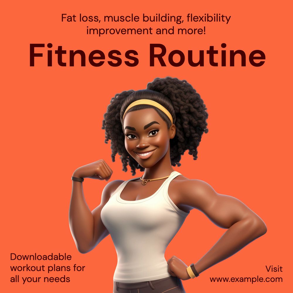 Fitness routine guides Instagram post template, editable text