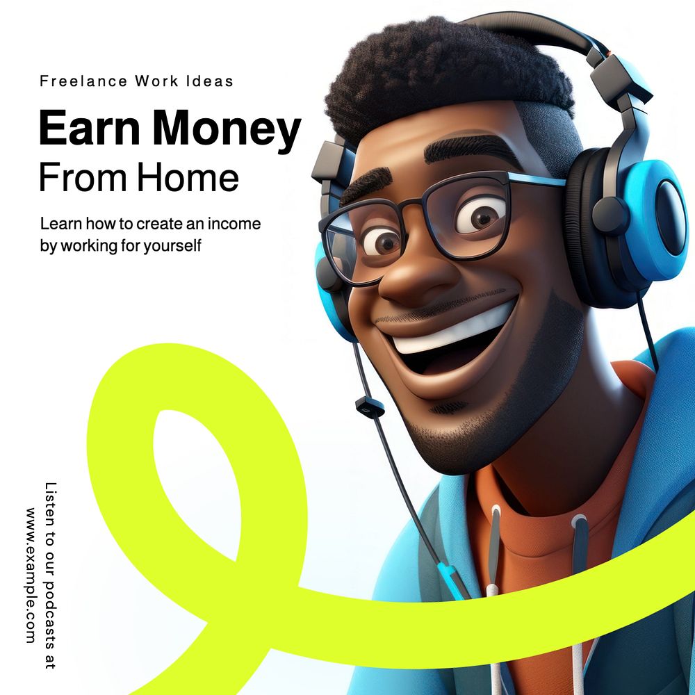 Earn money Instagram post template, editable text