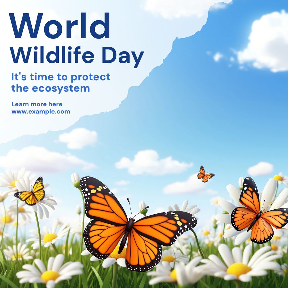 World wildlife day Instagram post template, editable text