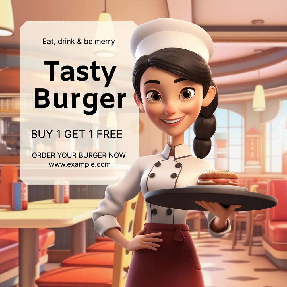 Restaurant promotion Instagram post template, editable text