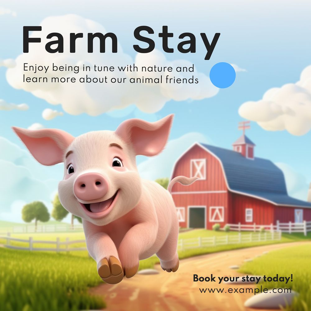 Farm stay Instagram post template, editable text