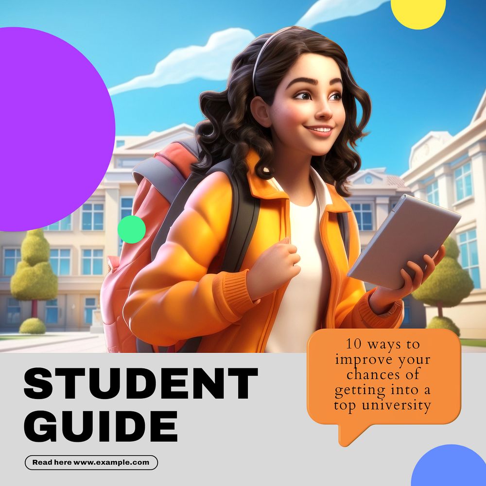 Student guide Instagram post template, editable text