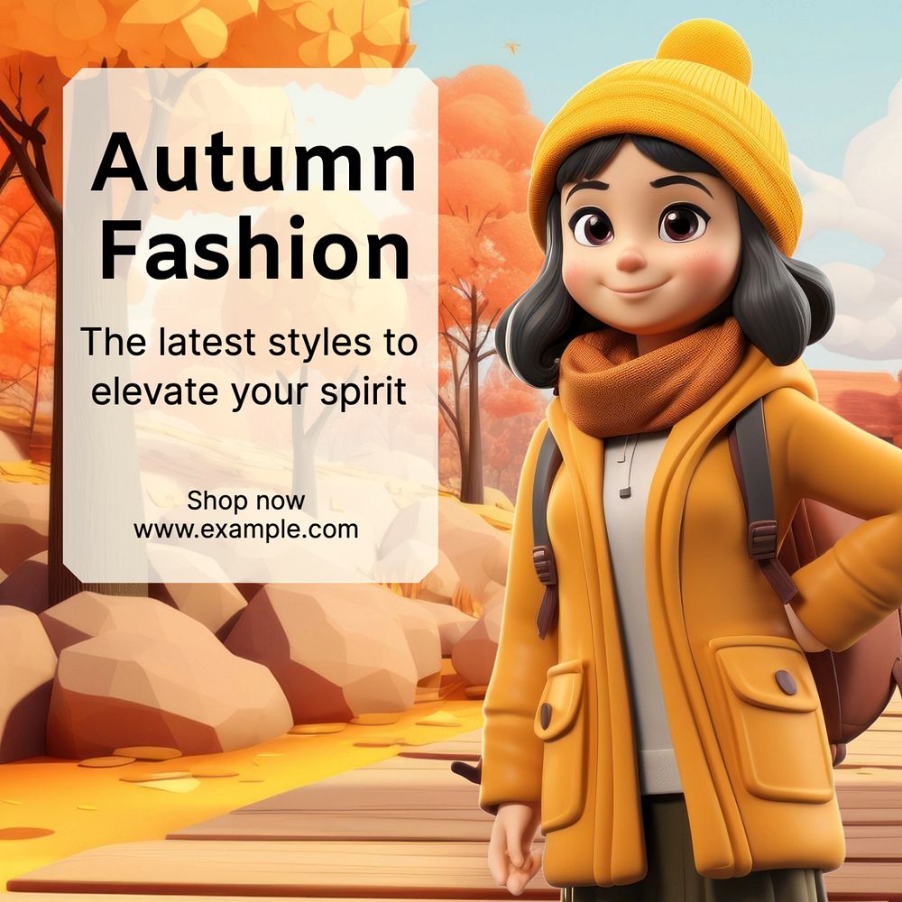 Autumn fashion Instagram post template, editable text