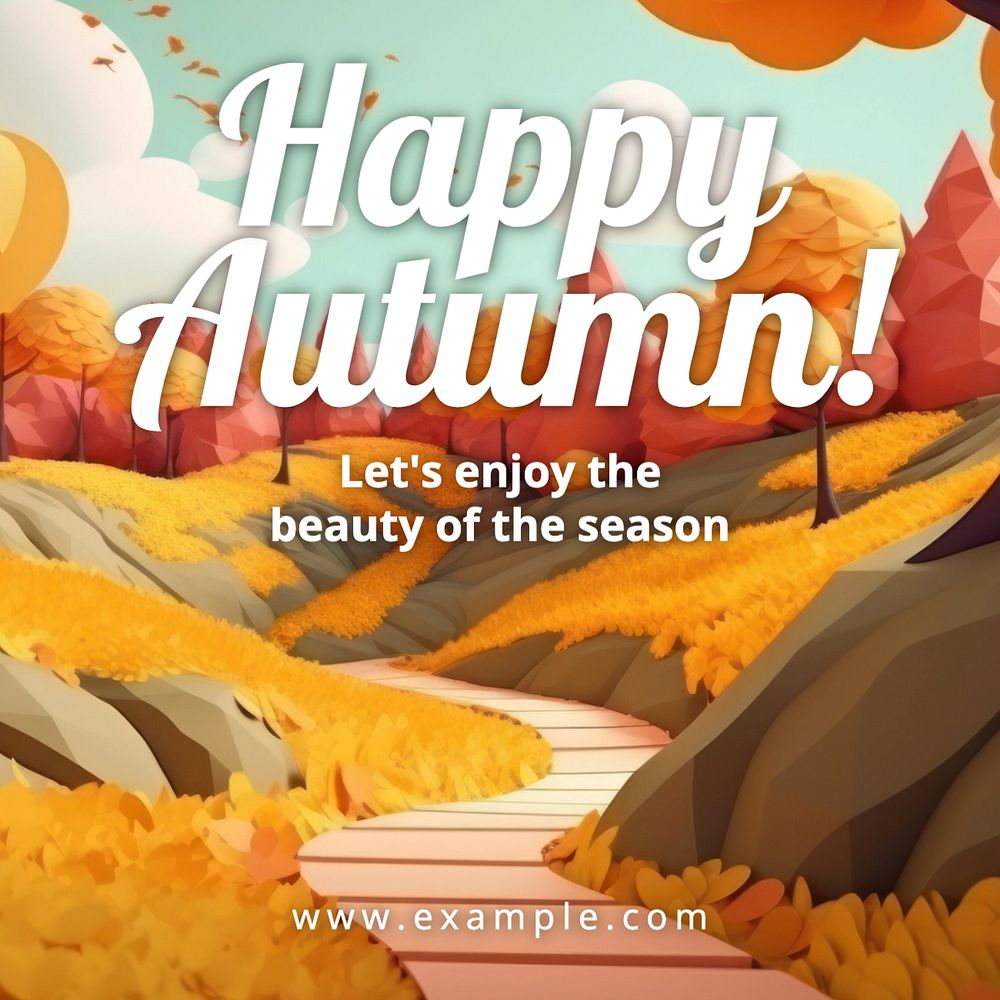 Happy autumn Instagram post template, editable text