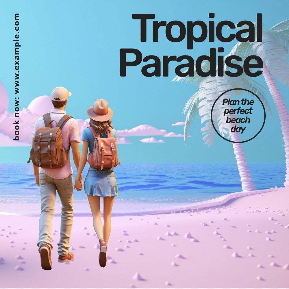 Tropical paradise Instagram post template, editable text