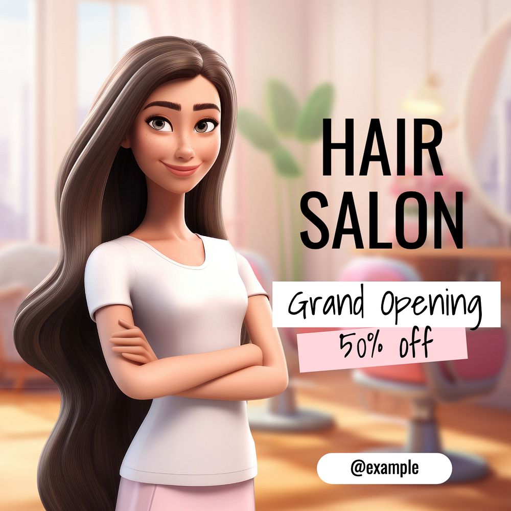 Hair salon sale Instagram post template, editable text