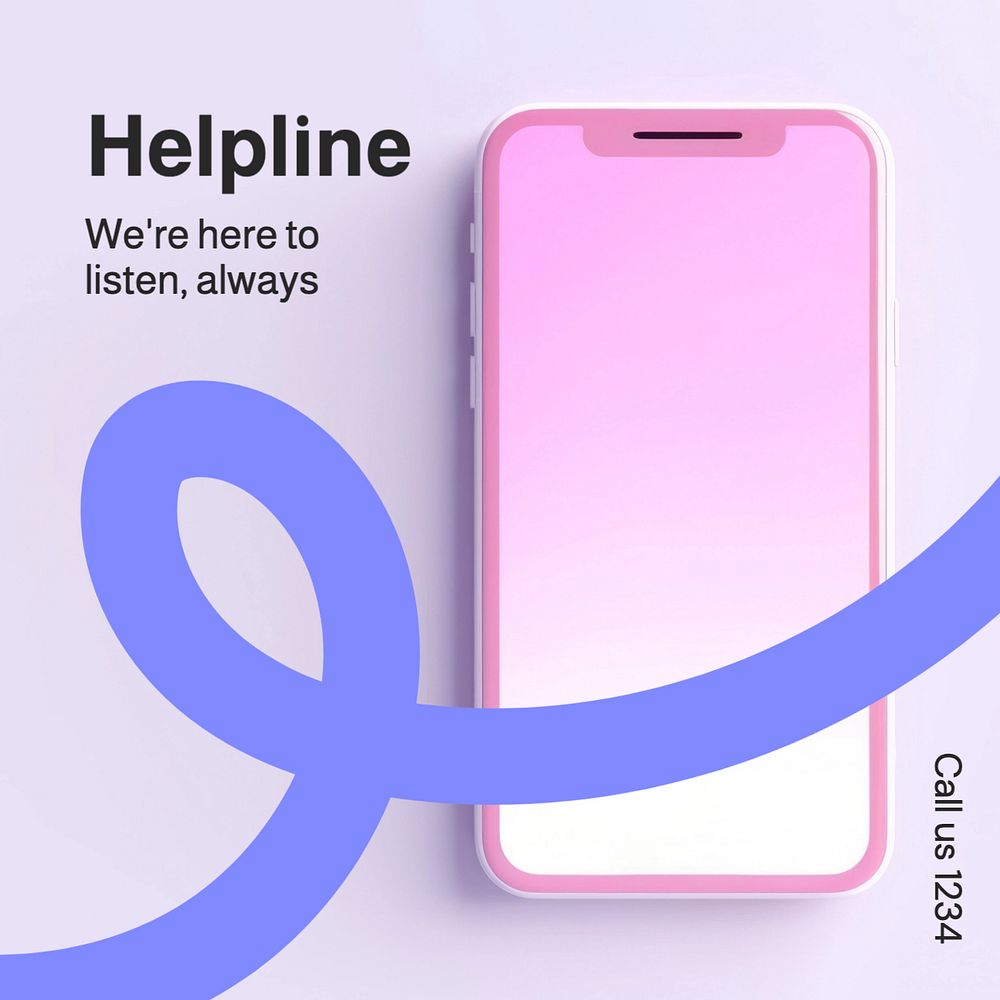 Helpline Instagram post template, editable text