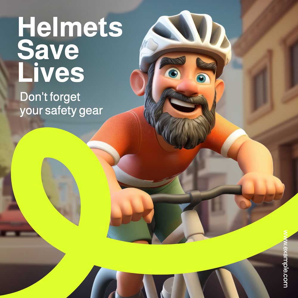 Wear helmets Instagram post template, editable text