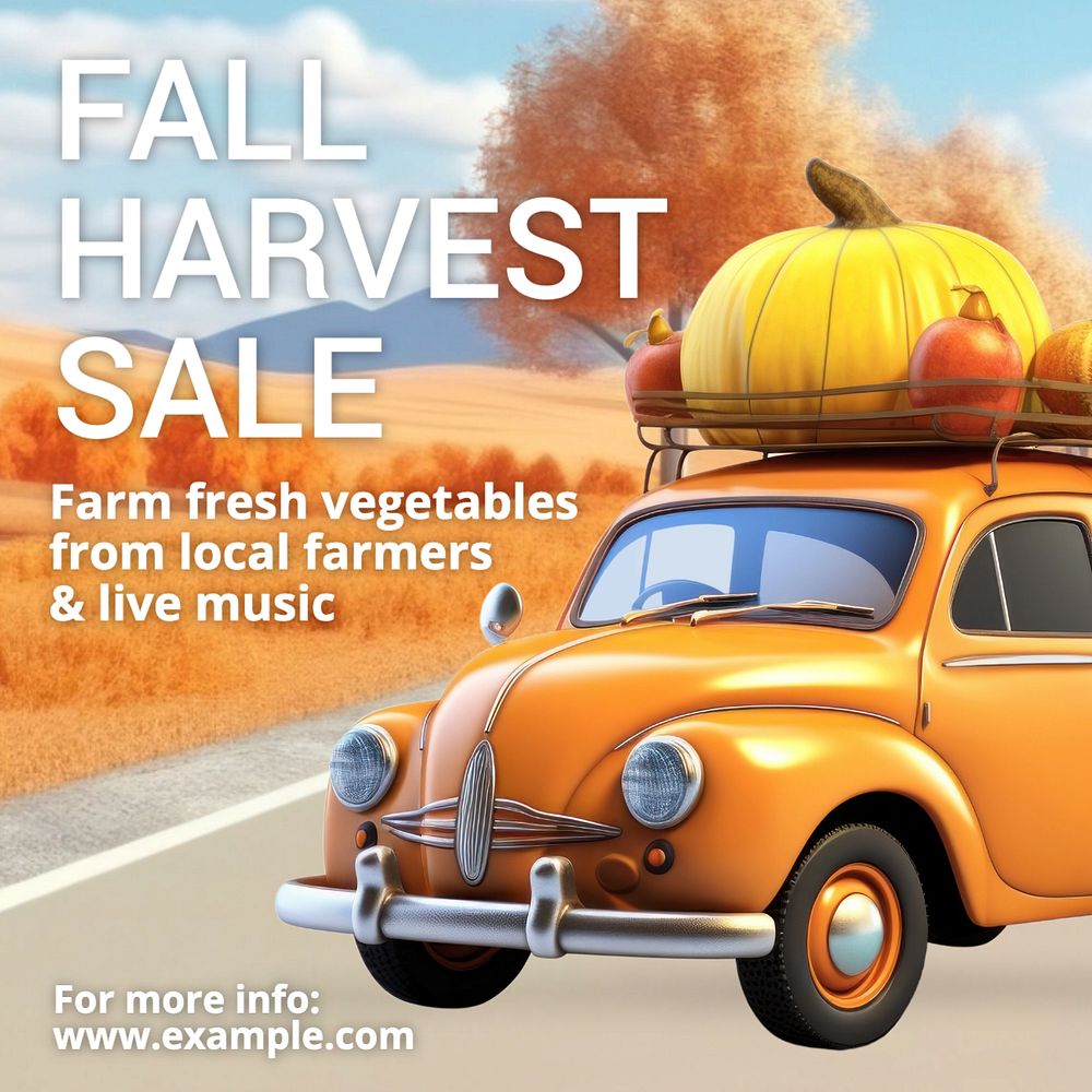 Fall harvest sale Instagram post template, editable text