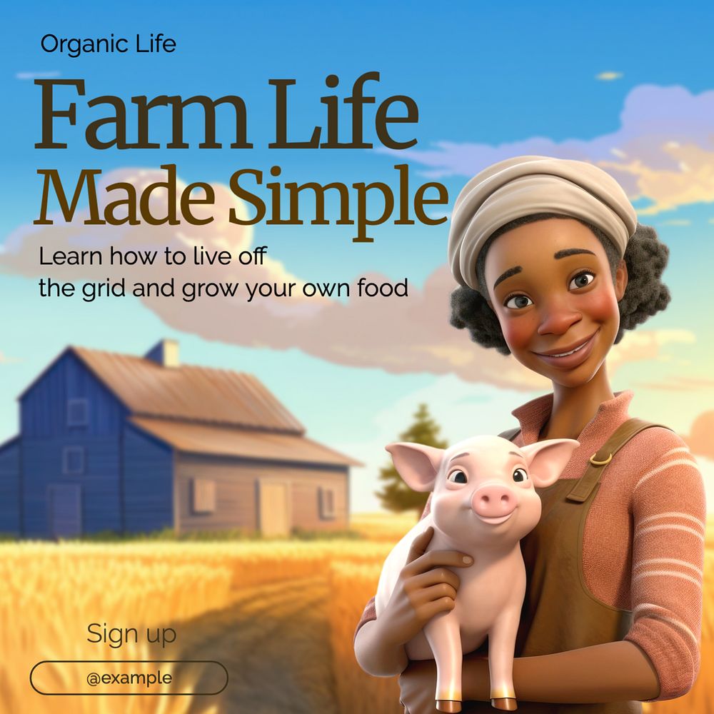 Farm life Instagram post template, editable text