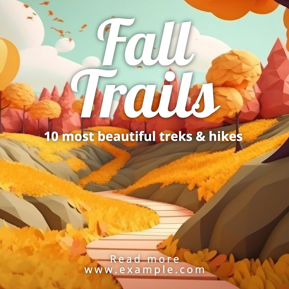 Fall trail Instagram post template, editable text