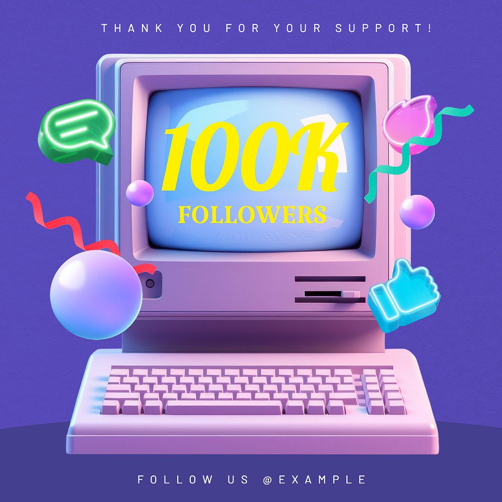 100k followers Instagram post template, editable text