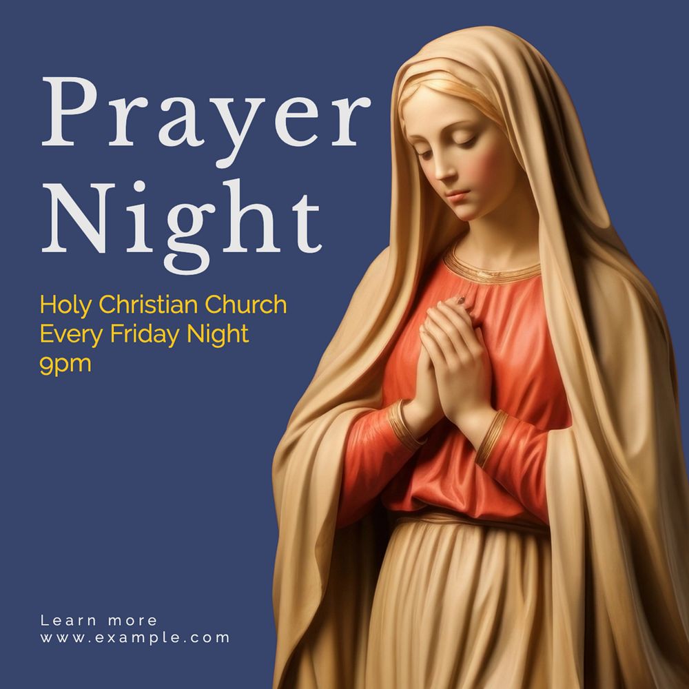 Prayer night Instagram post template, editable text