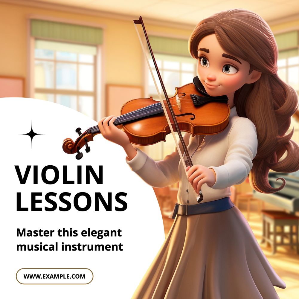 Violin lessons Instagram post template, editable text