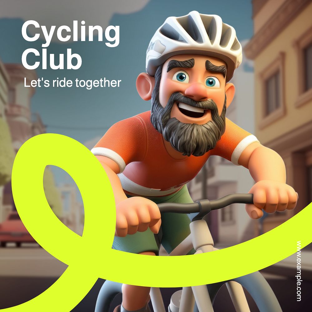 Cycling club Instagram post template, editable text