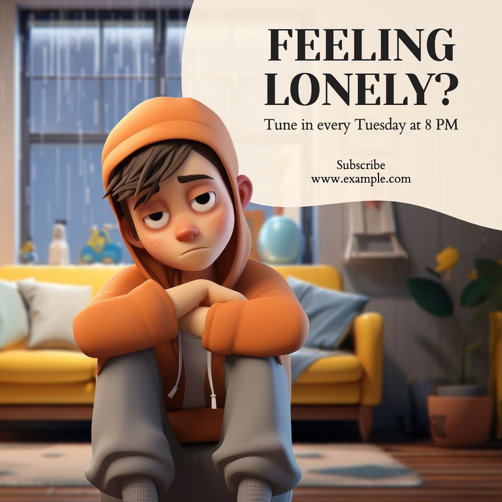 Loneliness podcast Instagram post template, editable text