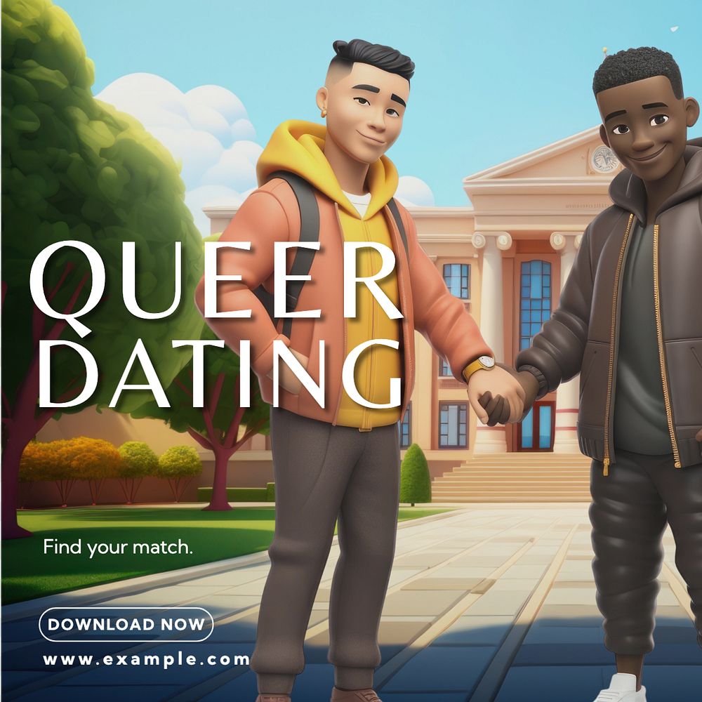 Queer dating app Instagram post template, editable text