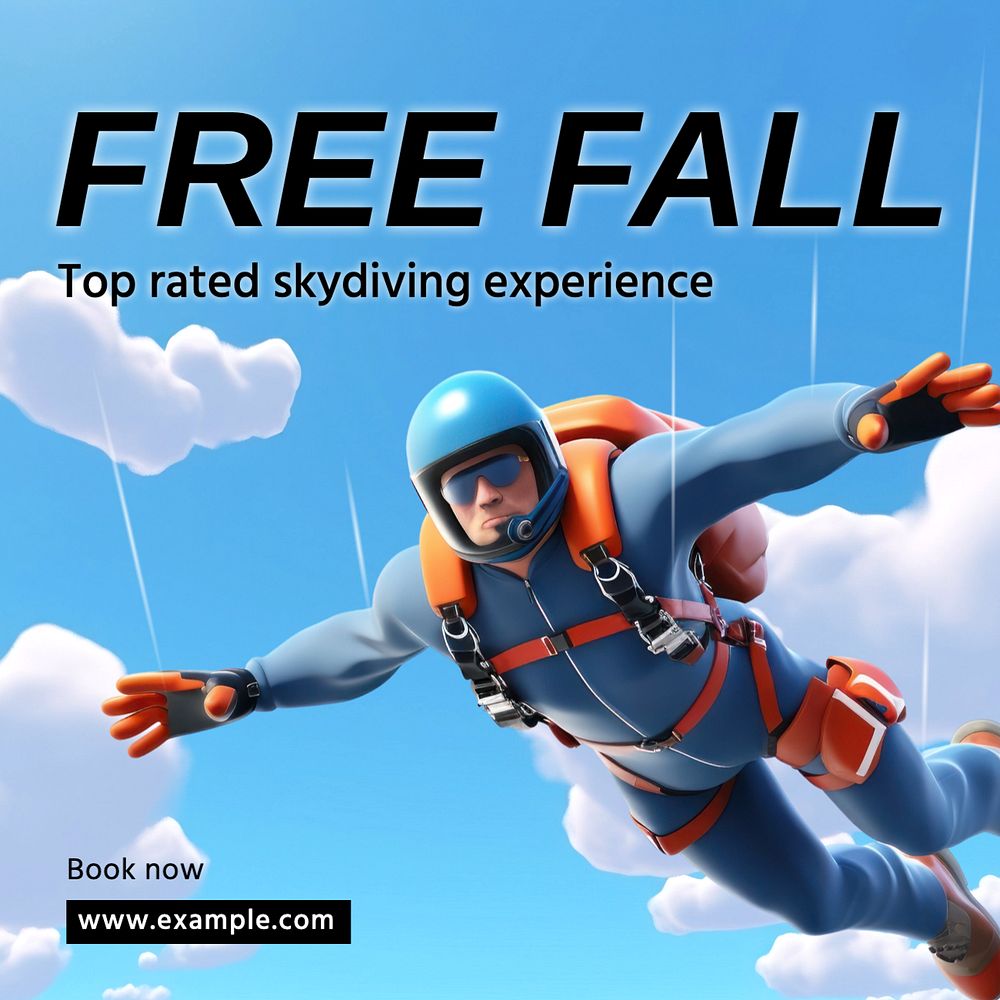 Skydiving Instagram post template, editable text