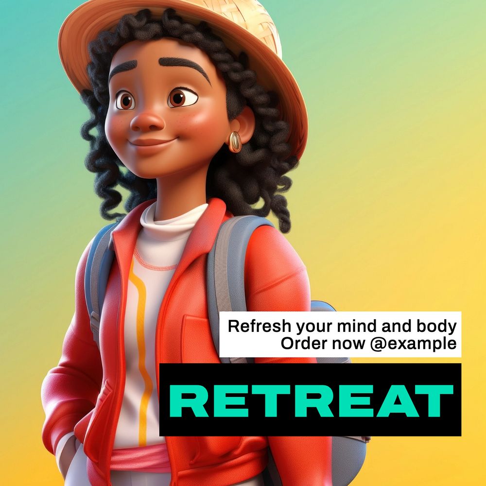 Retreat & wellness Instagram post template, editable text