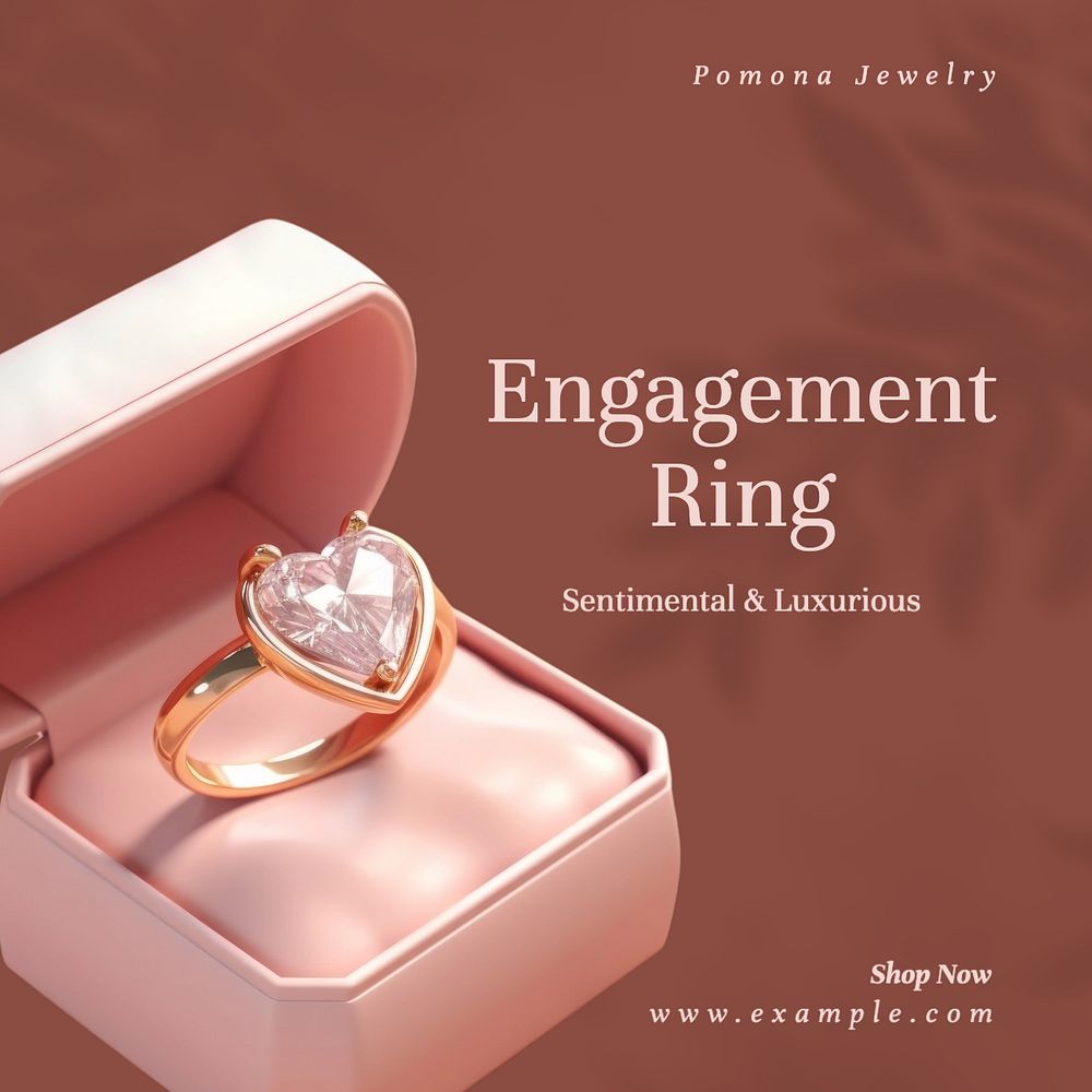 Engagement ring Instagram post template, editable text