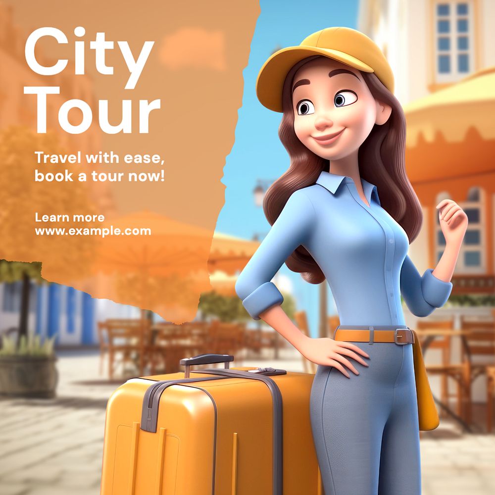 City tour Instagram post template, editable text