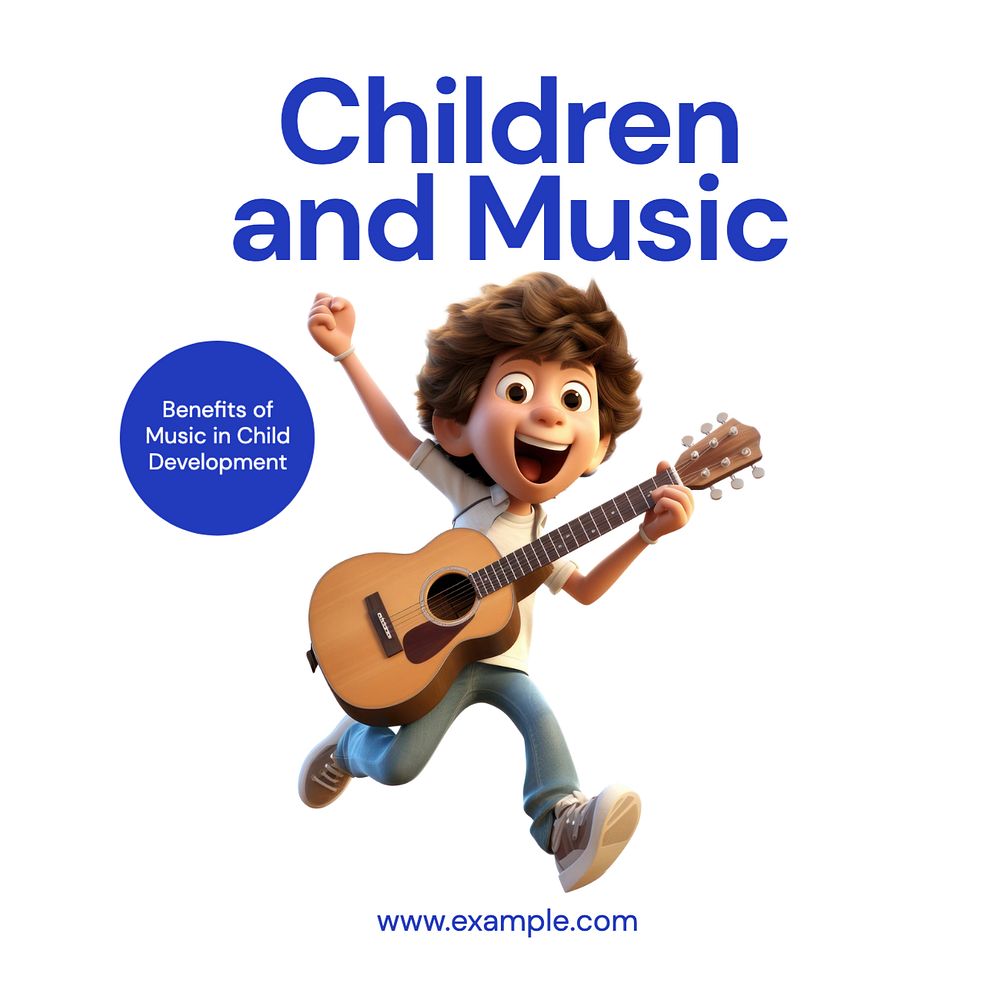 Children and music Instagram post template, editable text