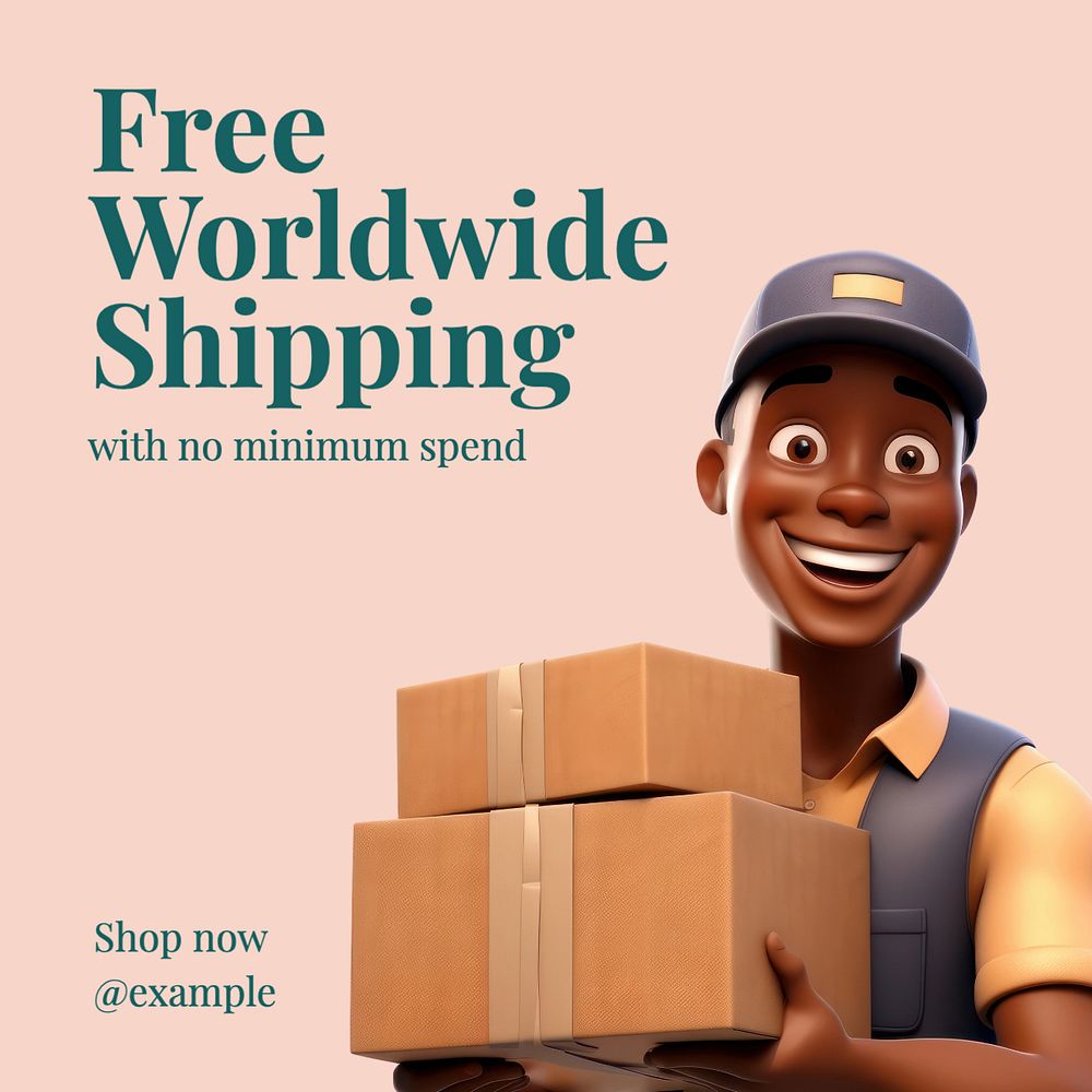 Worldwide shipping Instagram post template, editable text