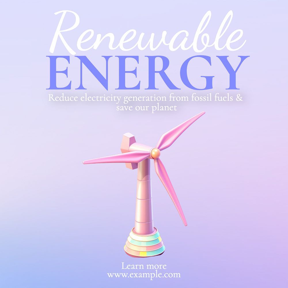 Renewable energy  Instagram post template, editable text