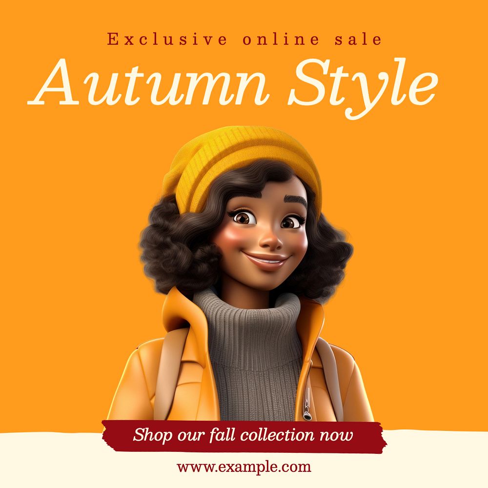 Autumn style Instagram post template, editable text