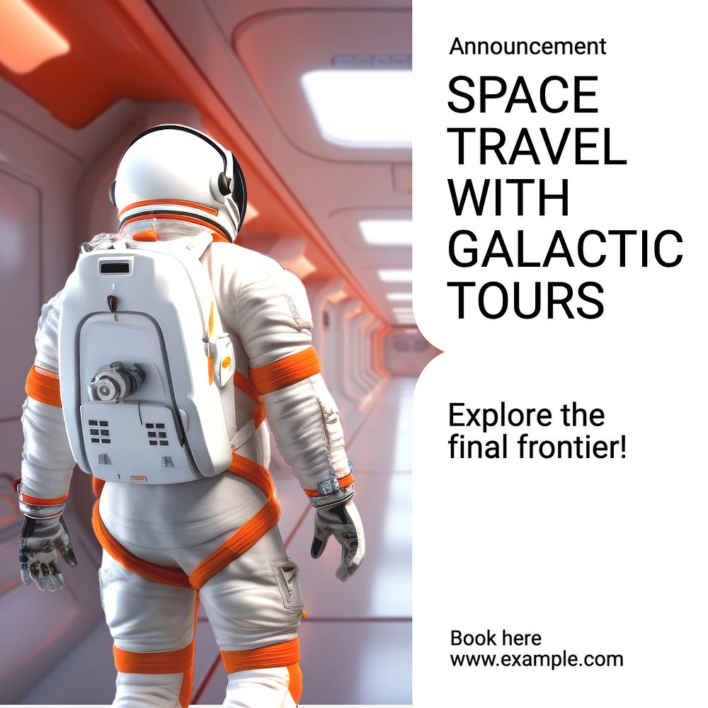 Space travel Instagram post template, editable text