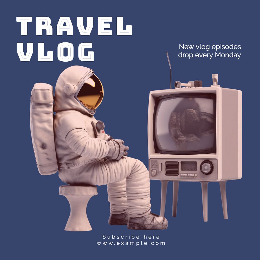 Travel vlog Instagram post template, editable text