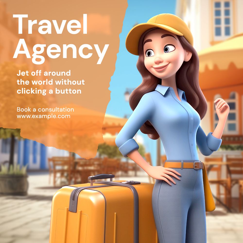 Travel agency Instagram post template, editable text